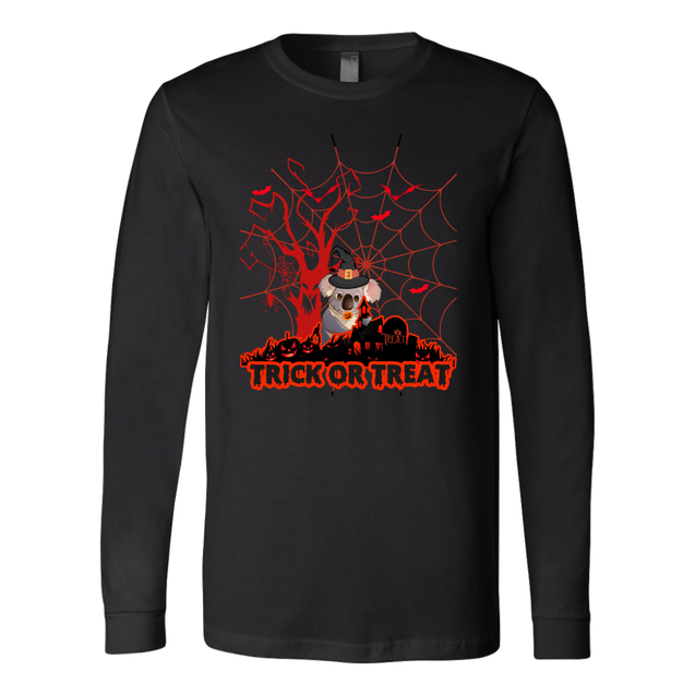 Australian Koala Trick or Treat Halloween Red T-Shirt 01 H9-T-SHIRTS-HP Arts-Canvas Long Sleeve Shirt-Black-S-Vibe Cosy™