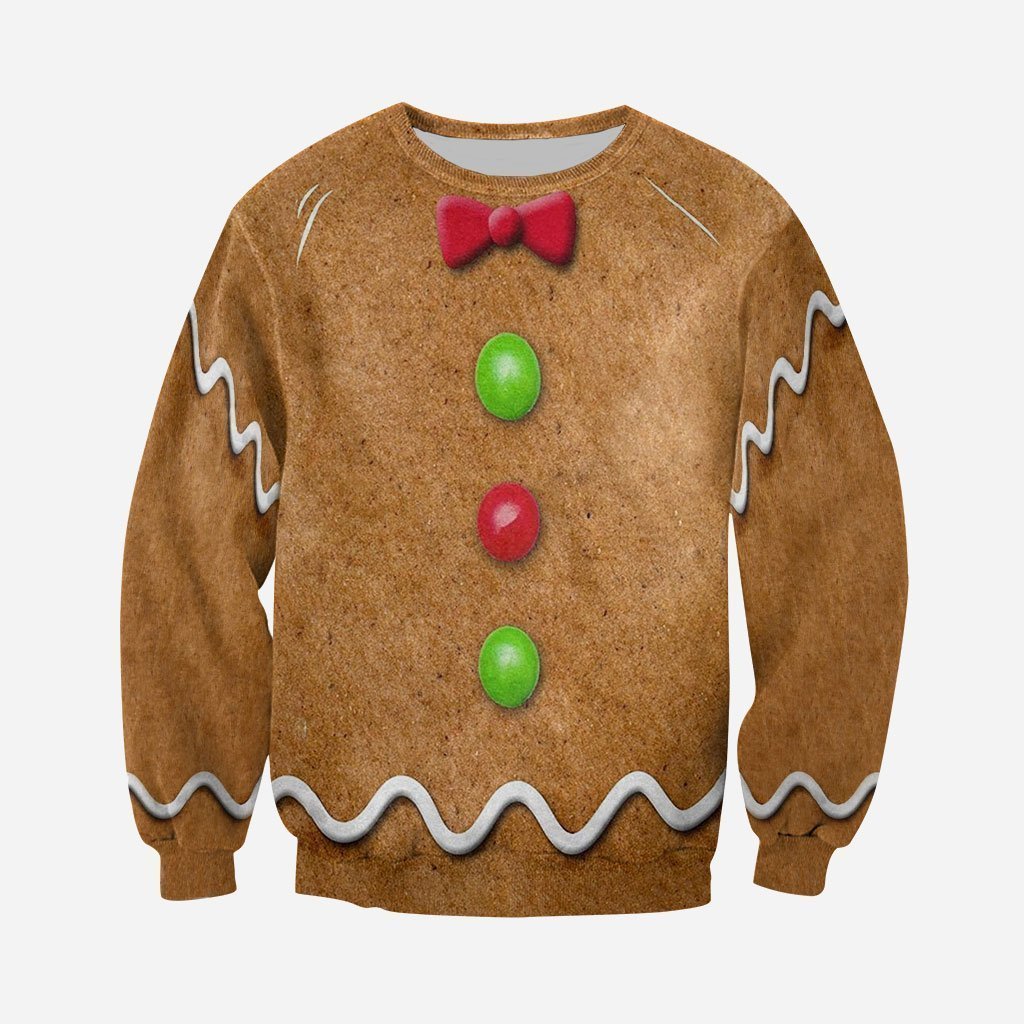 3D All Over Printed Ginger Bread Man Shirts and Shorts-Ginger Bread Man-RoosterArt-Sweatshirt-XS-Vibe Cosy™