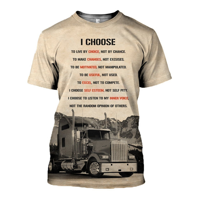 3D All Over Printed I choose to live by choice Trucker Shirts and Shorts-Apparel-HP Arts-T-Shirt-S-Vibe Cosy™
