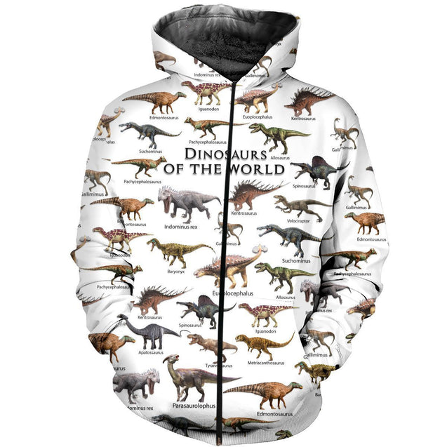 3D All Over Printed Dinosaurs Shirts and Shorts-3D All Over Printed Clothes-HP Arts-Zipped Hoodie-XS-Vibe Cosy™