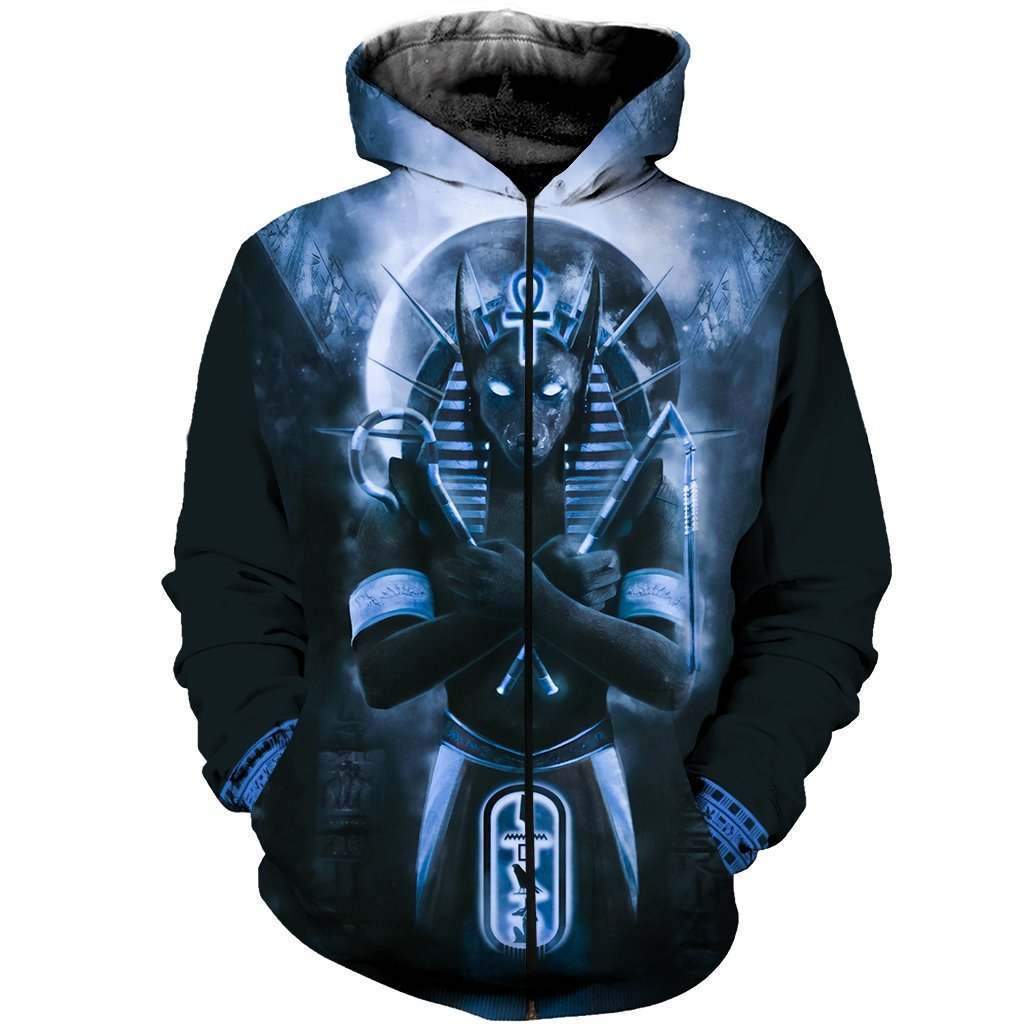 HC3107 Anubis Blue 3D All Over Printed Clothes HC3107-Apparel-Huyencass-Zipped Hoodie-S-Vibe Cosy™