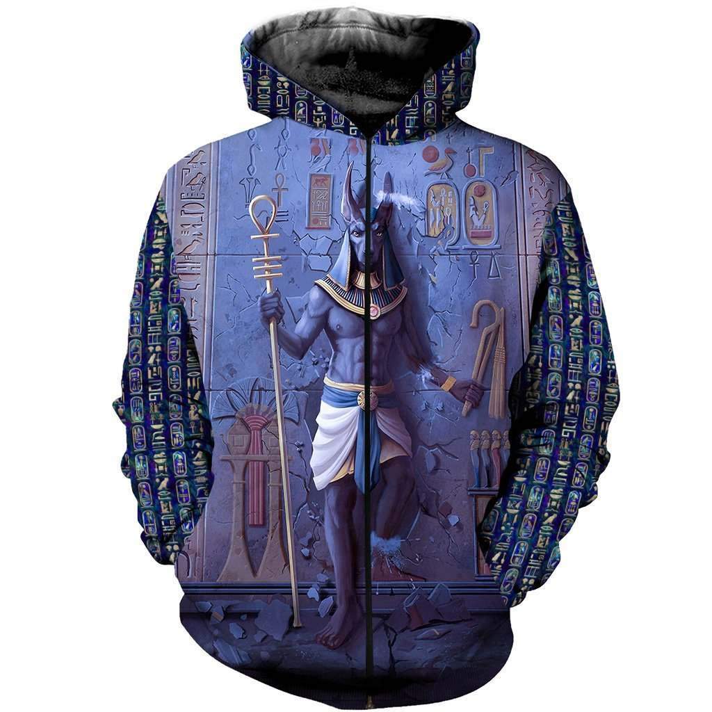 Anubis Face Blue 3D All Over Printed Clothes HC3102-Apparel-Huyencass-Zipped Hoodie-S-Vibe Cosy™
