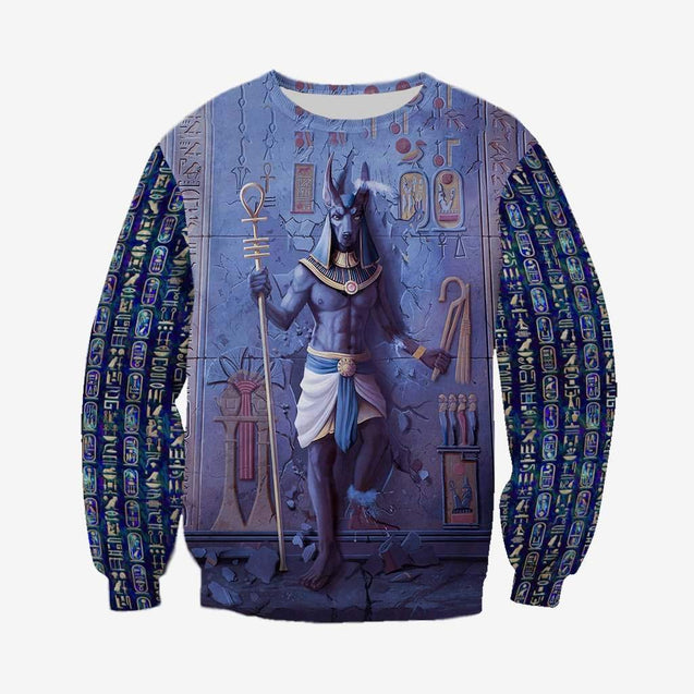 Anubis Face Blue 3D All Over Printed Clothes HC3102-Apparel-Huyencass-Sweat Shirt-S-Vibe Cosy™