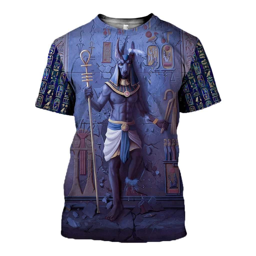 Anubis Face Blue 3D All Over Printed Clothes HC3102-Apparel-Huyencass-T-Shirt-S-Vibe Cosy™