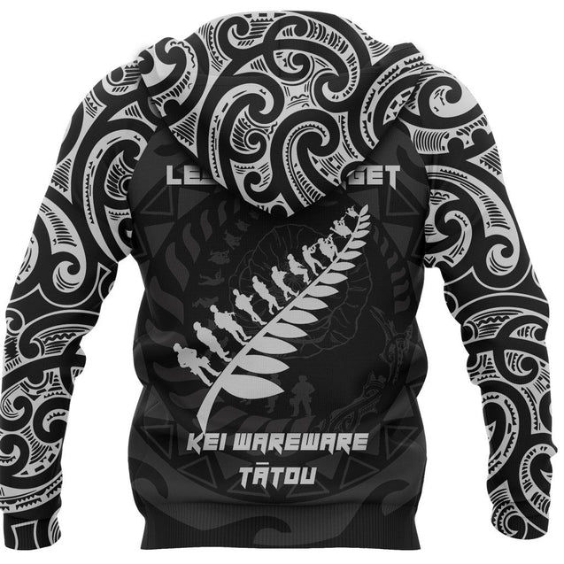 Anzac Tattoo New Zealand Hoodie, Lest We Forget Pullover Hoodie PL03032003-Apparel-PL8386-Hoodie-S-Vibe Cosy™