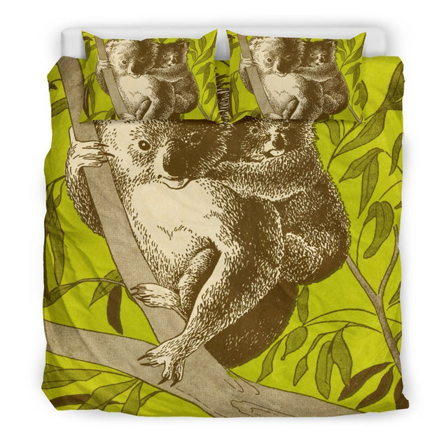 AUSTRALIA KOALA BEDDING SET 04 k7-BEDDING SETS-HP Arts-Bedding Set - Black - AUSTRALIA KOALA BEDDING SET 04 K2-King-Vibe Cosy™