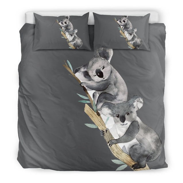 Australian bedding set- Koala Australia duvet cover NN8-BEDDING SETS-HP Arts-Bedding Set - Black - Australian bedding set- Koala Australia duvet cover black NN8-King-Vibe Cosy™