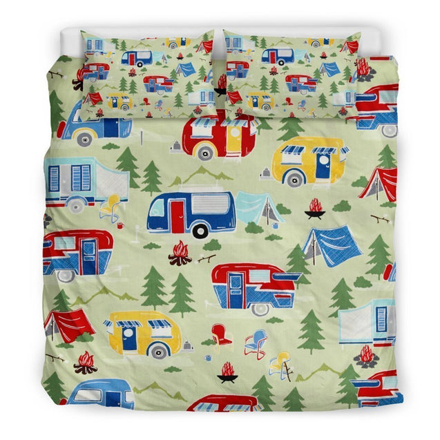 Great Outdoors Camper Green Bedding Set-6teenth World™-Bedding Set-King-Vibe Cosy™