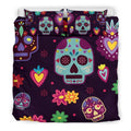 Muerte Skulls and Flowers Bedding Set-6teenth World™-Bedding Set-US King-Vibe Cosy™