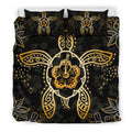Hawaii Golden Turtle And Hibiscus Bedding Set - AH-BEDDING SETS-Alohawaii-US King-Polyester-Black-Vibe Cosy™