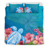 Polynesian Turtle And Hibiscus Hawaiian Bedding Set - AH-BEDDING SETS-Phaethon-US King-Black-Polyester-Vibe Cosy™