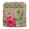 Hawaiian Lauhala with Hibiscus Bedding Set - AH - A0-BEDDING SETS-Phaethon-US King-Black-Polyester-Vibe Cosy™