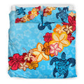 Ocean Turtle And Hibiscus Hawaiian Bedding Set - AH-BEDDING SETS-Alohawaii-US King-Black-Polyester-Vibe Cosy™