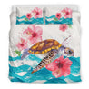 Hawaiian Bedding Set - Turtle Hibiscus Waves - AH - A0-BEDDING SETS-Phaethon-US King-Black-Polyester-Vibe Cosy™