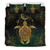 Golden Turtle And Moon Hawaiian Bedding Set - AH-BEDDING SETS-Phaethon-US King-Black-Polyester-Vibe Cosy™