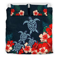 Hawaiian Hibiscus And Polynesian Turtle Bedding Set - AH-BEDDING SETS-Phaethon-US King-Black-Polyester-Vibe Cosy™
