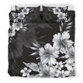 Hawaii Hibiscus Black And White Bedding Set - AH-BEDDING SETS-Alohawaii-US King-Black-Polyester-Vibe Cosy™