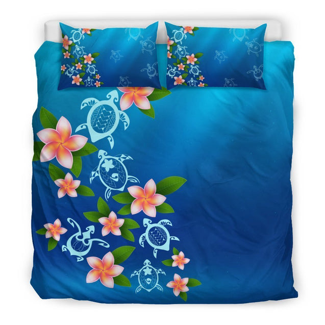 Hawaii Tuttle And Flower In The Sea Bedding Set - AH-BEDDING SETS-Phaethon-US King-Black-Polyester-Vibe Cosy™