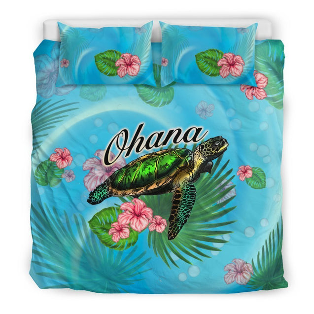 Ohana Turtle And Hibiscus Bedding Set - AH-BEDDING SETS-Phaethon-US King-Black-Polyester-Vibe Cosy™