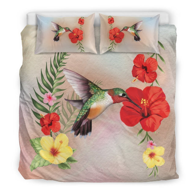 Hibiscus Bedding Set - AH-BEDDING SETS-Phaethon-US Queen/Full-Black-Polyester-Vibe Cosy™