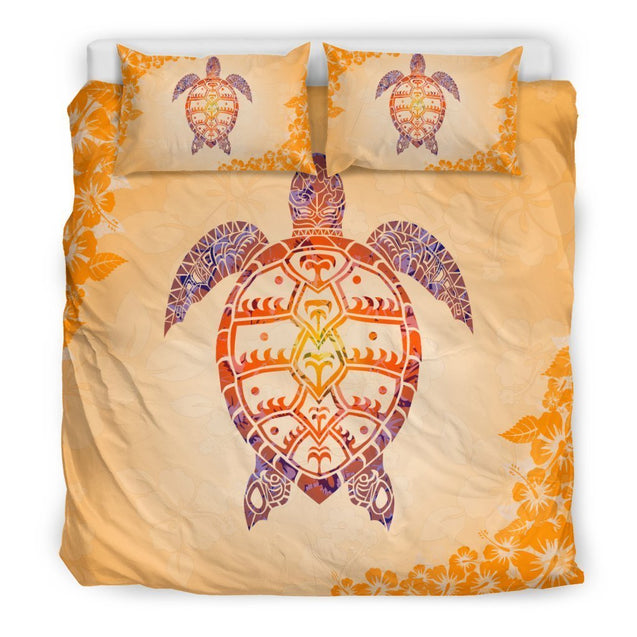 Hawaii Turtle And Hibiscus Bedding Set - AH - J9-BEDDING SETS-Phaethon-Bedding Set-US King-Black-Vibe Cosy™