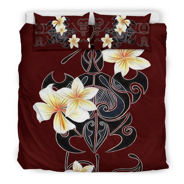 Turtle Plumeria Bedding Set - AH-BEDDING SETS-Phaethon-Bedding Set-US King-Black-Vibe Cosy™