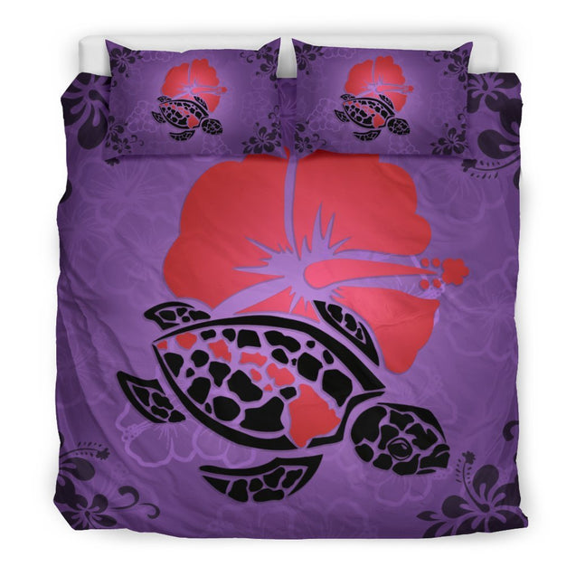 Hawaii Hibiscus Turtle Bedding Set - AH - J4-BEDDING SETS-Alohawaii-Bedding Set-US King-Black-Vibe Cosy™
