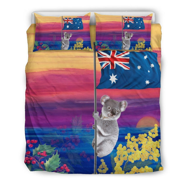 Australian Bedding Set - Climbing Koala K5-BEDDING SETS-HP Arts-Bedding Set - Black - AUSTRALIA CLIMBING KOALA BEDDING SET C1-Queen/Full-Black-Vibe Cosy™