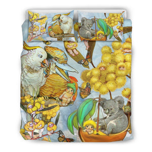 Australia Koala Kookaburra Duvet Cover k7-BEDDING SETS-HP Arts-Bedding Set - Black - Australia Koala Kookaburra Duvet Cover K2-Queen/Full-Vibe Cosy™