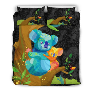 Koala Bear bedding sets (Duvet covers) NN6-BEDDING SETS-HP Arts-Bedding Set - Black - Black-Queen/Full-Vibe Cosy™