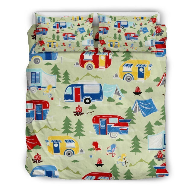 Great Outdoors Camper Green Bedding Set-6teenth World™-Bedding Set-Queen/Full-Vibe Cosy™