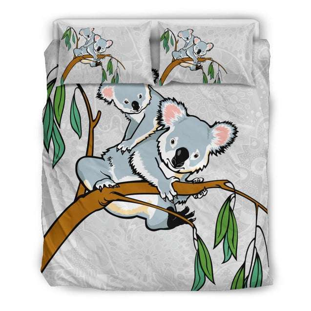 Koala duvet cover - Koala in tree bedding set NN6-BEDDING SETS-HP Arts-Bedding Set - Beige - Beige-US Queen/Full-Vibe Cosy™