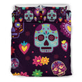 Muerte Skulls and Flowers Bedding Set-6teenth World™-Bedding Set-US Queen/Full-Vibe Cosy™