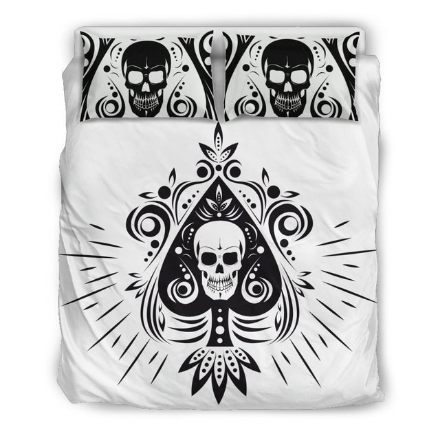 Skull Tattoo Design White Bedding Set-6teenth World™-Bedding Set-US Twin-Vibe Cosy™