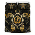 Hawaii Golden Turtle And Hibiscus Bedding Set - AH-BEDDING SETS-Alohawaii-US Queen/Full-Polyester-Black-Vibe Cosy™