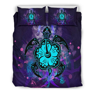 Honu Turtle Hawaiian Bedding Set - AH-BEDDING SETS-Phaethon-US Queen/Full-Black-Polyester-Vibe Cosy™