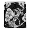 Hawaii Poly Hibiscus Bedding Set - AH-BEDDING SETS-Alohawaii-US Queen/Full-Black-Polyester-Vibe Cosy™