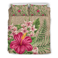 Hawaiian Lauhala with Hibiscus Bedding Set - AH - A0-BEDDING SETS-Alohawaii-US Queen/Full-Black-Polyester-Vibe Cosy™
