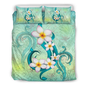 Hawaiian Bedding Set - Hawaii Plumeria Flower - AH-BEDDING SETS-Phaethon-US Queen/Full-Black-Polyester-Vibe Cosy™