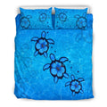 Turtle With Hibiscus Hawaiian Bedding Set - AH-BEDDING SETS-Alohawaii-US Queen/Full-Black-Polyester-Vibe Cosy™