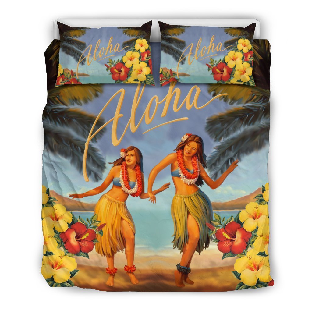 Aloha Hawaiian Bedding Set - AH - K5-BEDDING SETS-Alohawaii-US Queen/Full-Black-Polyester-Vibe Cosy™