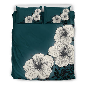 Hawaii Lighten Hibiscus Bedding Set - AH-BEDDING SETS-Phaethon-US Queen/Full-Black-Polyester-Vibe Cosy™