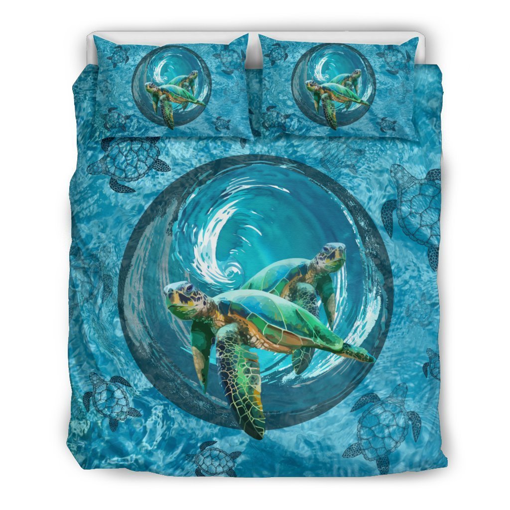 Blue Ocean Turtle Bedding Set - AH - A0-BEDDING SETS-Phaethon-US Twin-Black-Polyester-Vibe Cosy™