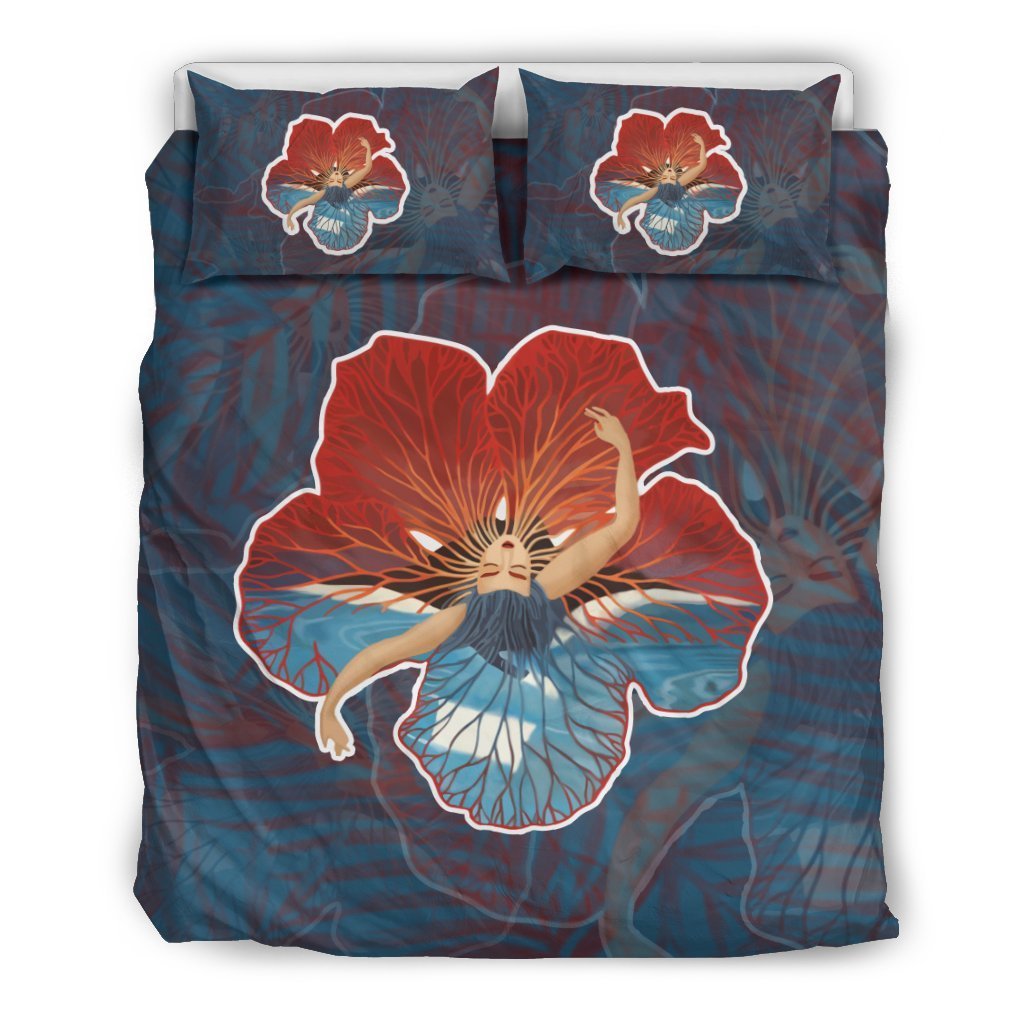 Hawaii Hibiscus Dance Bedding Set - AH-BEDDING SETS-Alohawaii-US Queen/Full-Black-Polyester-Vibe Cosy™