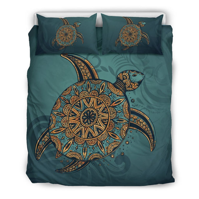 Hawaiian Skillful Turtle Bedding Set - AH-BEDDING SETS-Alohawaii-US Queen/Full-Black-Polyester-Vibe Cosy™