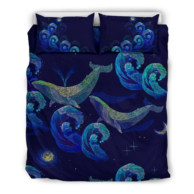 Whale Bedding Set - AH - TH9-BEDDING SETS-Phaethon-US Queen/Full-Black-Polyester-Vibe Cosy™