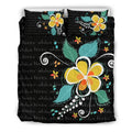 Aloha Plumeria Bedding Set - AH-BEDDING SETS-Alohawaii-US Queen/Full-Black-Polyester-Vibe Cosy™