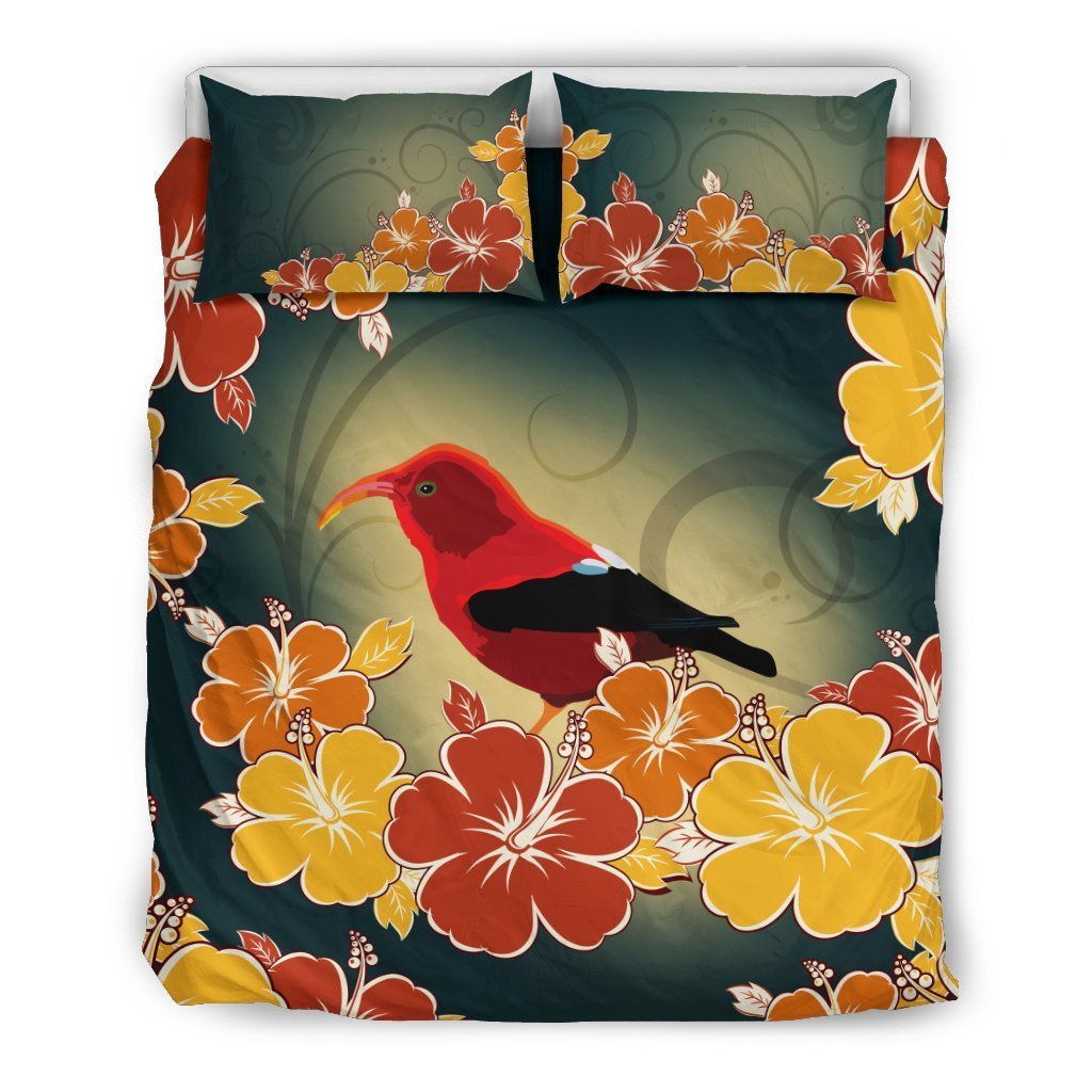 Hibiscus Bedding Set - AH-BEDDING SETS-Alohawaii-US Queen/Full-Black-Polyester-Vibe Cosy™