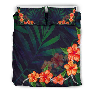 Hibiscus Bedding Set - AH-BEDDING SETS-Phaethon-US Queen/Full-Black-Polyester-Vibe Cosy™