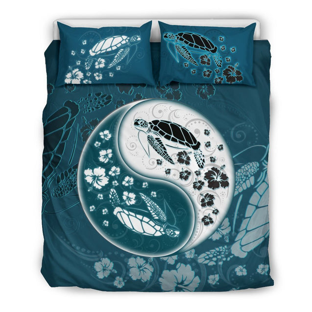 Turtle Bedding Set YinYang Style - AH-BEDDING SETS-Alohawaii-US Queen/Full-Black-Polyester-Vibe Cosy™
